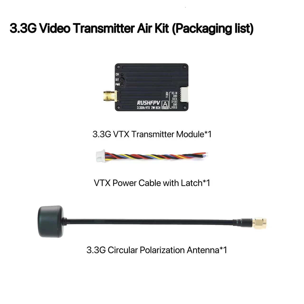 Fpv Drone Antenna - Transmisor VTX RUSHFPV 3.3G 2W, Módulo