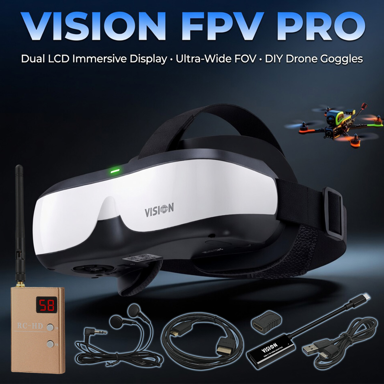 Fpv Drone Goggles - Gafas FPV, Pantalla Montada en la