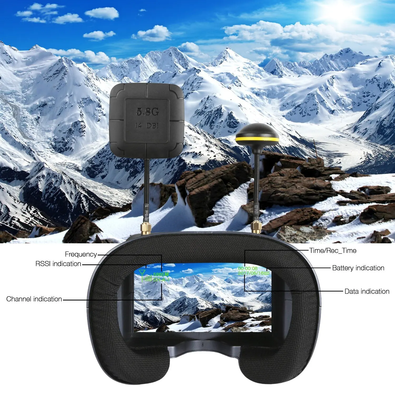 5,8G 40CH 4,3 pulgadas 800*480 - Fpv Drone Goggles reseña y precio